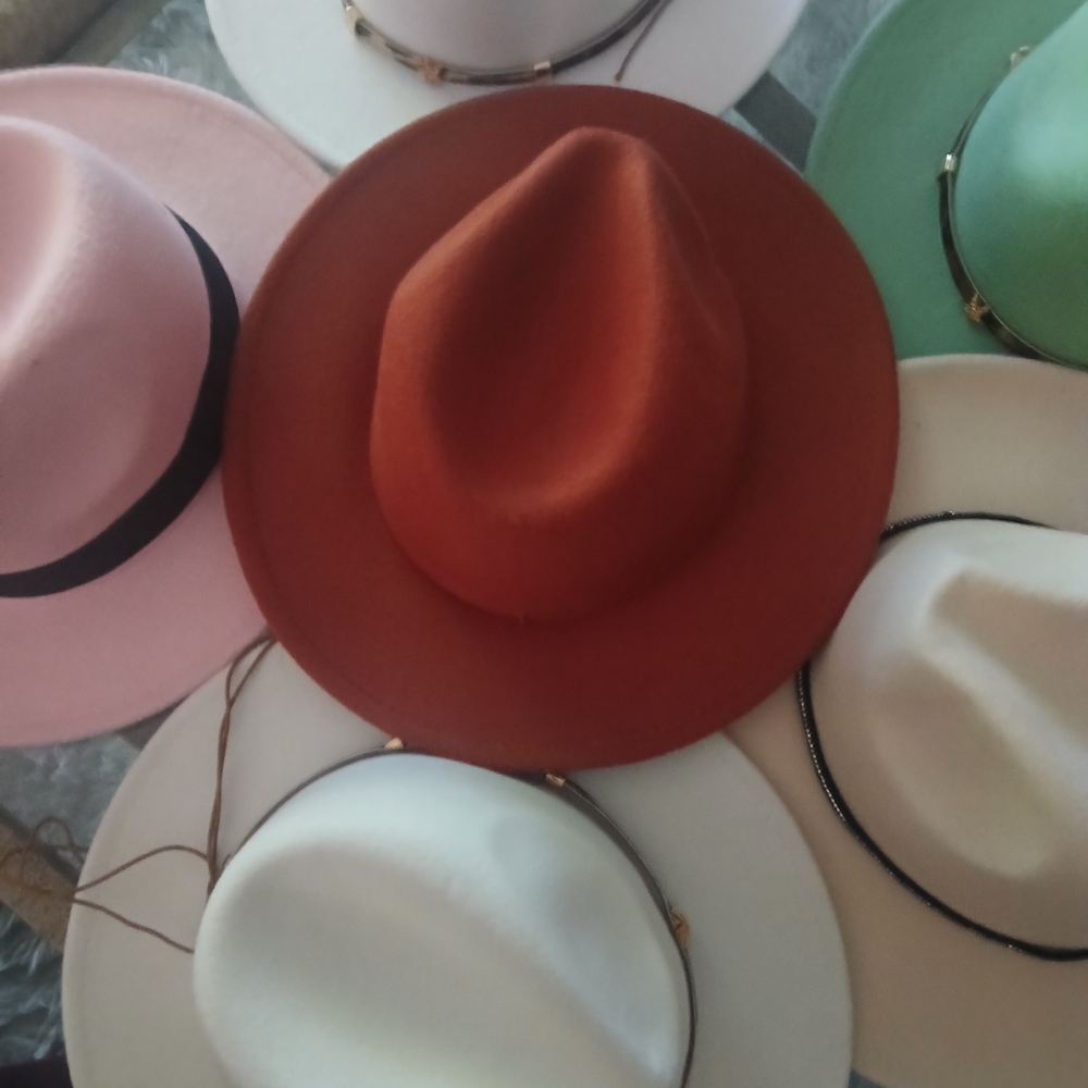 Elegant Women's Fedora Hat - Rust, Pink, White, Green